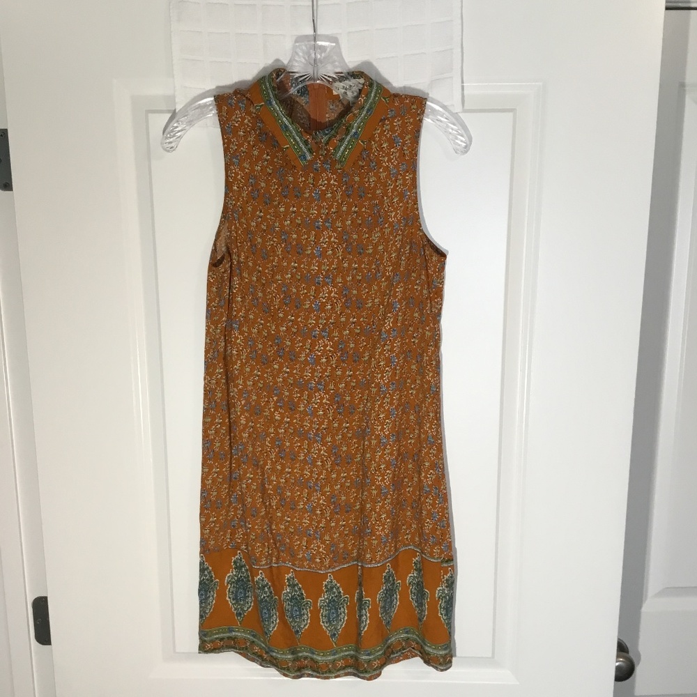 JJ’s Fairyland Sleeveless Pullover Zipper Up Dress Color Pumpkin/ Green Size S